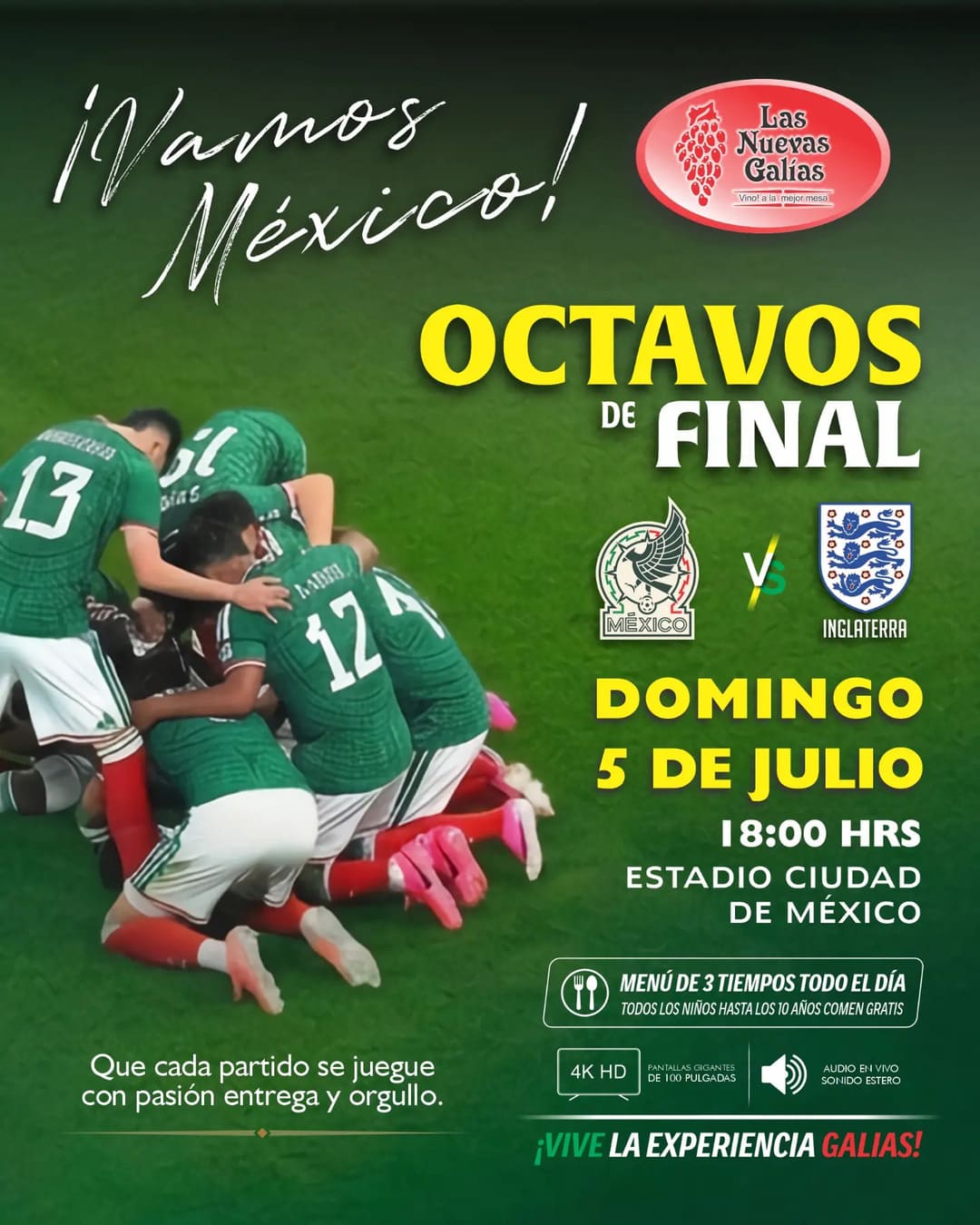Partido México vs Inglaterra